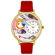 Whimsical Watches Unisex Clogging Red Leather and Goldtone Watch in Gold