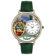 Whimsical Watches Unisex Ireland Hunter Green Leather and Silver Tone Watch