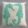 Dermond Peterson Seahorse Turquoise Pillow on Natural Linen