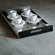 Alessi Vassily Rectangular Tray in Mirror Polished with Black Handles by Giulio Lachetti