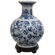 Oriental Furniture 14" Vase with Blue Floral Design in White
