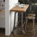 CG Sparks Teak Metal 3 Piece Console and Tufted Metal Stool Breakfast Set in Natural