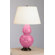 Robert Abbey Double Gourd Table Lamp in Schiaparelli Pink Glazed Ceramic with Deep Patina Bronze Base & Pearl Dupioni Fabric Shade