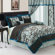 LaCozee Floral Comforter Set Aqua Blue/ Chocolate