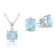 Amour Round Cut Sky Blue Topaz Stud Earrings and Pendant
