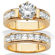 Palm Beach Jewelry Gold Plated Round and Princess-Cut Cubic Zirconia Ring Set