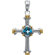 Jewelryweb Sterling Silver Genuine Swiss Blue Topaz Cross Pendant36x27.75mm