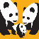 Avalisa Animal - Three Pandas Stretched Wall Art