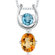 Oravo 1.50 cts Round London Topaz Oval Citrine Pendant in Sterling Silver