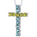 Oravo 1.50 Carats Total Weight Round Shape Swiss Blue Topaz and Peridot Cross Pendant Necklace in Sterling Silver