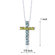 Oravo 1.50 Carats Total Weight Round Shape Swiss Blue Topaz and Peridot Cross Pendant Necklace in Sterling Silver