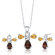 Oravo 4.25 cts Pear Shape Garnet Citrine Pendant Earrings in Sterling Silver Free 18 inch Necklace