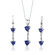 Oravo Sterling Silver 2.25 Carats Heart Shape Sapphire Pendant Earrings and 18" Necklace Set
