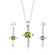 Oravo Sterling Silver Cross Design 2.50 Carats Princess Cut Peridot Pendant Earrings and 18" Necklace Set

