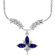 Oravo Luxurious Marquise Shape Created Sapphire and Round Shape White CZ Pendant Necklace in Sterling Silver