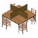 Jonti-Craft Square Laminate Study Carrel Desk with 4 Carrels