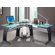 Techni Mobili Graphite & Frosted Glass L-Shaped Computer Desk with CPU Caddy