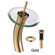 Kraus Glass Sink Combinations Aquamarine Square Vessel and Waterfall Faucet