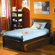 Atlantic Furniture Brooklyn Platform Bed with Raised Panel Footboard and Trundle in Antique Walnut