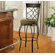 Linon 30" Curves Back Bar Stool in Metallic Brown & Brown Wood