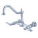 Elements of Design Heritage Two Handle Wall Mount Bridge Kitchen Faucet with Metal Lever Handles
