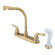 Elements of Design Magellan Double Handle Centerset Kitchen Faucet with Modern Lever Handles and White Side Spray