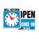 U.S. Stamp & Sign Headline Sign Double-Sided Open/Will Return Sign with Clock Hands