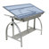 Studio Designs Avanta Drafting Table in Silver and Blue Glass