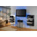 VCM Xeno-3 Wall Furniture with 3 Glass Shelves and Media Storage in Black Varnish / Clear Glass