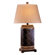 Minka Ambience Table Lamp in Dark Brown Leather with Rattan