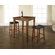 Crosley Three Piece Pub Dining Set with Cabriole Leg Table and Saddle Seat Barstools in Classic Cherry