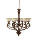 Monarch 6 Light Chandelier with Rust Scavo Glass