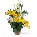 Double Phalaenopsis and Dendrobium Silk Orchid Arrangement in Yellow and Cream