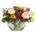 Peony Silk Flower Arrangement with Glass Vase