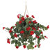 Silk Begonia Plant with Hanging Basket in Red