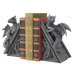Gothic Castle Dragons Sculptural Bookend in Grey Stone (Set of 2)