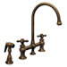 Vintage III Two Handle Widespread Bridge Faucet with Gooseneck Swivel Spout, Cross Handles and Side Spray