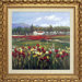 Red Flower Field Canvas Transfer Framed Print