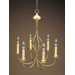 Chandelier 6 Light Candelabra Sockets Center Bulge J-Arms Hanging Chandelier