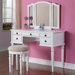 Bobkona St. Croix Bedroom Vanity Set with Stool in White
