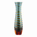 Large Stripe Vase in Cyan Blue and Orange
