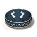 Utopian Footprints Round Dog Bed in Steel Blue / Pearl