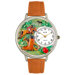 Unisex Horse Competition Tan Leather and Silvertone Watch in Silver