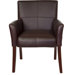 Leather Executive Guest Side Chair  with Mahogany Legs