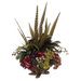 20" Feather and Hydrangea Floral Arrangement with Resin Leaf Bowl