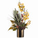 34" Cattail, Fern and Phalaenopsis with Ceramic Vase