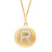 Round Initial R Pendant in Yellow Gold
