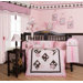 Boutique Butterfly 13 Piece Crib Bedding Set in Pink / Brown