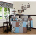 Boutique Scribble 13 Piece Crib Bedding Set in Blue / Brown