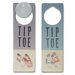 "Tiptoe" Wooden Doorknob Sign in Distressed Purple